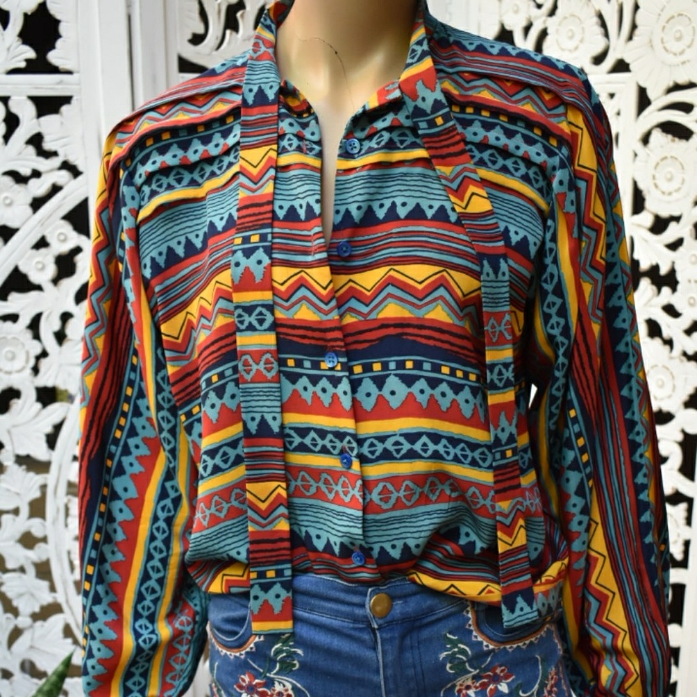 ViNtAgE 80s Judy Mann southwest blouse